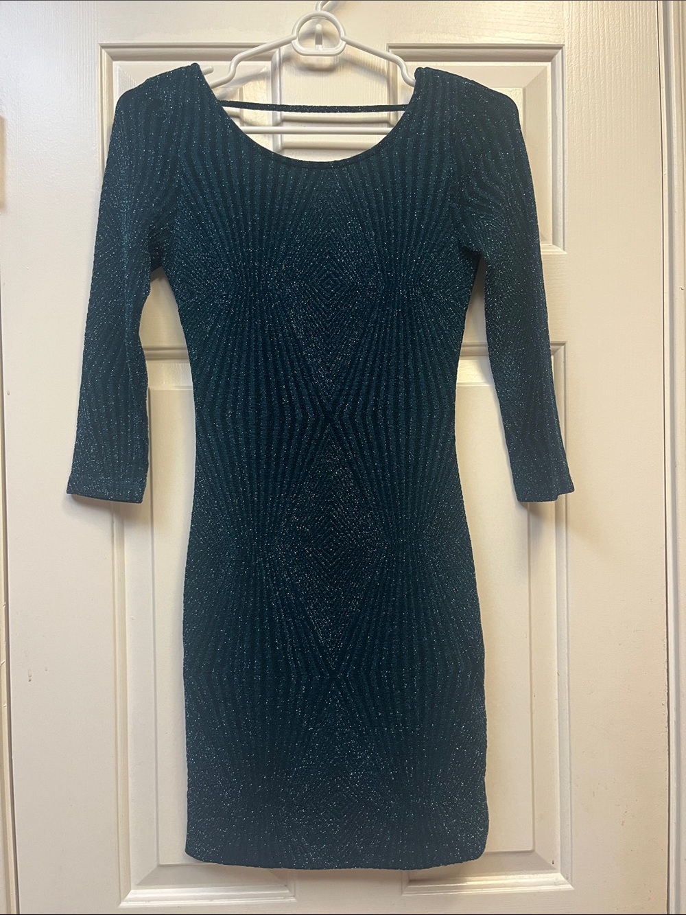 Trixxi Dark Teal Sparkle Bodycon Dress S